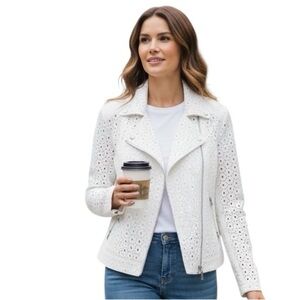 Bagatelle Women's White Eyelet Blazer